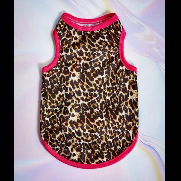 $5 Bundle 🆕 Pink Lined Leopard Print Pet Outfit - Picture 4 of 6